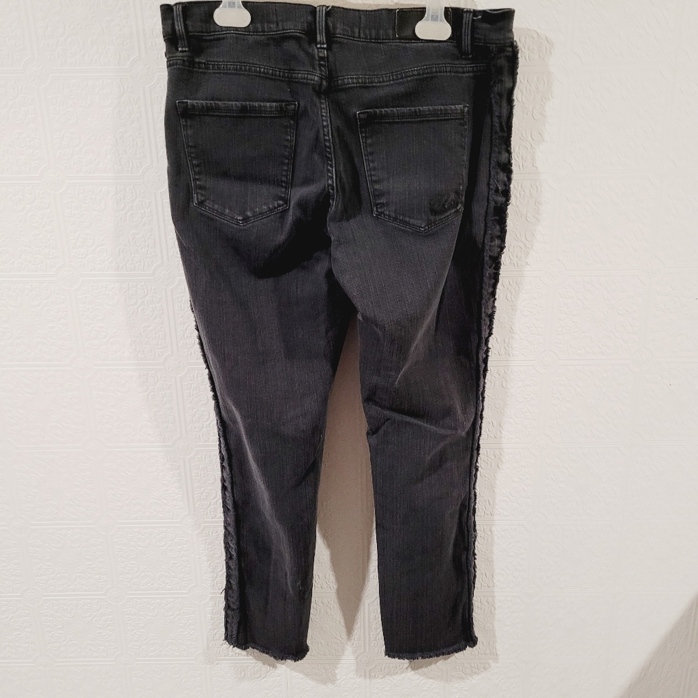 Karl Lagerfeld Fray Side Raw Hem High Rise Jeans - Picture 7 of 8